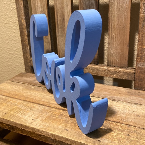 Cook Wood Sign, Blue Cursive "Cook” Wood Decor Sign, Farmhouse Kitchen Decor - Picture 3 of 8